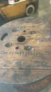 lot 687 image: Large Wooden Industrial Cable Spool Reel