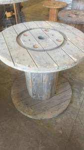 lot 688 image: Large Wooden Cable Spool Reel Table