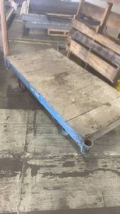 lot 690 image: Heavy Duty Wood Platform Cart with Metal Wheels