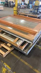 lot 693 image: Collection of Used Wood and Glass Patio Doors with Frames