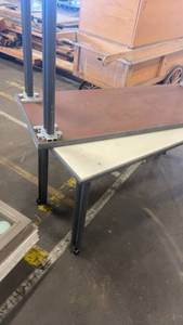 lot 695 image: Set of 2 Industrial Tables with Metal Legs and Casters