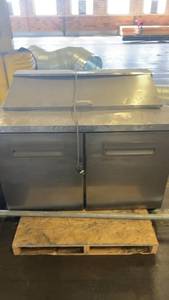 lot 723 image: SP48-12 Commercial Prep Refrigerator Table with Stainless Steel Doors