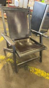 lot 733 image: Wood and Faux Leather Folding Armchair