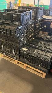 lot 737 image: Pallet of Stackable Black Plastic Crates and Totes