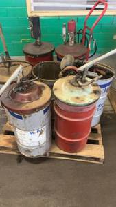 lot 761 image: Group of Industrial Grease Barrels with Pump Dispensers