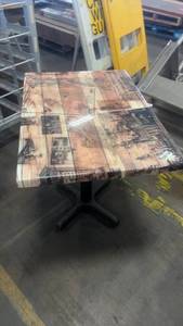 lot 815 image: Set of 2 Restaurant Tables with Historic and Train Graphics