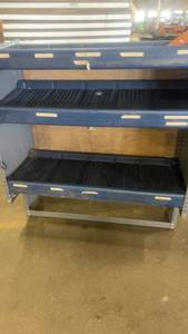 lot 821 image: Metal Industrial Storage Rack with Adjustable Blue Plastic Shelves