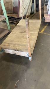 lot 455 image: Heavy Duty Wooden Industrial Platform Cart on Wheels