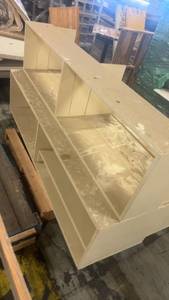 lot 836 image: Large White Wooden Shelving Unit with Compartments