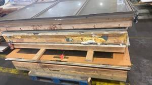 lot 837 image: Used Double Glass Door Frame with Hardware and Window Panels