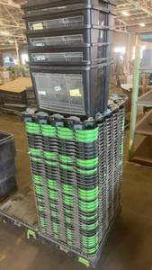 lot 478 image: Stack of Nesting Plastic Totes with Dollies and Lids