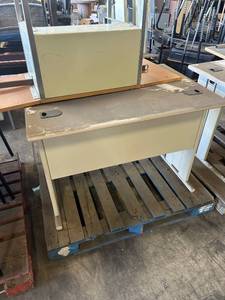 lot 663 image: Metal Office Desk with Partition and Privacy Shields
