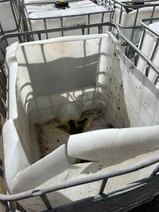 lot 1107 image: Damaged Plastic IBC Tote Bin for Waste Water