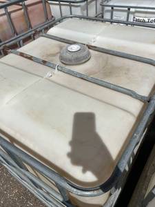 lot 1307 image: Large Plastic IBC Tote with Metal Cage Frame