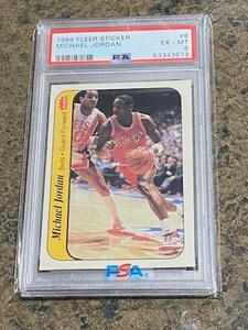 lot 3 image: Michael Jordan Rookie 1986 Fleer Sticker #8 - Chicago Bulls Vintage Basketball Card