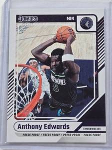 lot 9 image: Anthony Edwards 2024-25 Panini Donruss Press Proof SP #165 Numbered 118199 - Minnesota Timberwolves Basketball Card