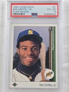 lot 14 image: Ken Griffey Jr. Rookie 1989 Upper Deck Star Rookie #1 PSA Graded 4 - Seattle Mariners Baseball Card