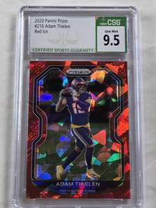 lot 15 image: Adam Thielen 2020 Panini Prizm Red Ice #216 CSG Graded 9.5 - Minnesota Vikings Football Card
