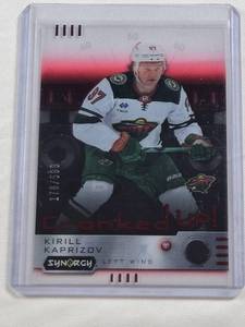 lot 33 image: Kirill Kaprizov 2023 Upper Deck Acetate Synergy Cranked Up #CF-KK and Numbered 178599 - Minnesota Wild Hockey Card