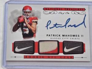 lot 48 image: REPRINT Patrick Mahomes II Rookie 2017 Panini National Treasures One of One Auto #RST-PM - Kansas City Chiefs Football Card REPRINT
