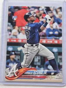 lot 83 image: Ronald Acuna Jr. Rookie 2018 Topps Update Series #US250 - Atlanta Braves Baseball Card