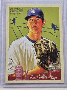 lot 93 image: Clayton Kershaw Rookie 2008 Upper Deck Goudey Card #75 Ken Griffey Jr. Says - Los Angeles Dodgers Baseball Card