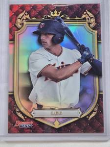 lot 94 image: Brooks Lee Rookie 2022 Bowmans Best Prospective Royalty Refractor #PR-13 - Minnesota Twins Baseball Card
