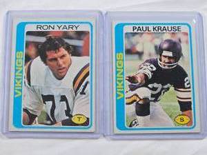 lot 110 image: Lot of 2 Vitnage Topps 1978 Football Cards Featuring Ron Yary #430 and Paul Krause #378 - Minnesota Vikings Vintage Football Cards