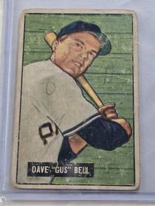 lot 112 image: Dave Gus Bell 1951 Bowman #40 - Pittsburgh Pirates Vintage Baseball Card
