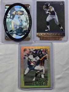 lot 119 image: Lot of 3 Cris Carter Football Cards Including Upper Deck and Pacific Collection Holo - Minnesota Vikings Football Cards