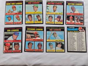 lot 120 image: Lot of 8 Vintage Baseball Cards Featuring 1970 MLB Batting, ERA and Pitching Leaders