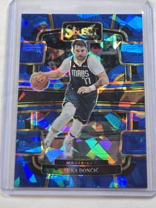 lot 123 image: Luka Doncic 2023-24 Panini Select Prizm Blue Cracked Ice #51 - Dallas Mavericks Basketball Card