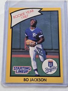 lot 136 image: Bo Jackson 1989 Starting Lineup Kenner Printed in Hong Kong #4691216040 - Kansas City Royals Baseball Card