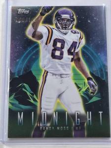 lot 142 image: Randy Moss 2024 Topps Midnight Refractor #61 and Numbered 68149 - Minnesota Vikings Football Card