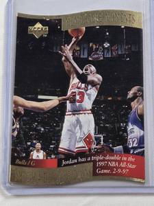 lot 147 image: Michael Jordan 1997 Upper Deck Memorable Moments Die Cut #1 - Chicago Bulls Basketball Card