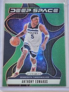 lot 159 image: Anthony Edwards 2024-25 Panini Prizm Deep Space Green Prizm #3 - Minnesota Timberwolves Basketball Card