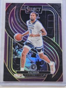 lot 161 image: Naz Reid 2024-25 Panini Select Purple Prizm #132 and Numbered 6899 - Minnesota Timberwolves Basketball Card