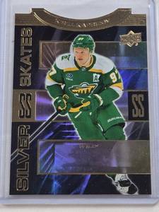 lot 169 image: Kirill Kaprizov 2023-24 Upper Deck Extended Series Silver Skates Gold Die Cut #SS-15 - Minnesota Wild Hockey Card