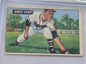 lot 170 image: Buddy Kerr 1951 Bowman #171 - Boston Braves Vintage Baseball Card