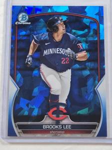 lot 171 image: Brooks Lee Rookie Rookie 2023 Bowman Chrome Sapphire #BCP-31 - Minnesota Twins Baseball Card