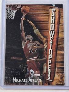 lot 174 image: Michael Jordan 1998 Topps Finest Showstoppers Insert #271 - Chicago Bulls Basketball Card