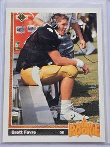 lot 190 image: Brett Favre Star Rookie 1991 Upper Deck #13 - Atlanta Falcons Football Card