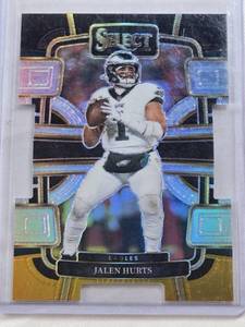 lot 191 image: Jalen Hurts 2023 Panini Select Concourse Holo Die Cut Prizm #79 - Philadelphia Eagles Football Card