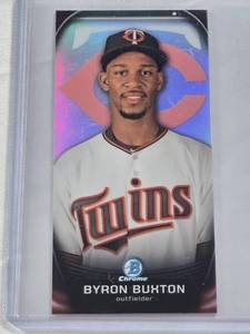 lot 197 image: Byron Buxton Mini Rookie 2015 Topps Chrome Refractor Insert #PP-1 - Minnesota Twins Baseball Card