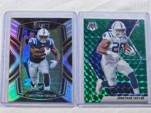 lot 201 image: Lot of 2 Jonathan Taylor Rookie Football Cards Including Select and Mosaic