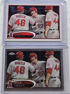 lot 225 image: Lot of 2 Mike Trout Baseball Cards Including Topps Base #446 and Topps Chrome #144