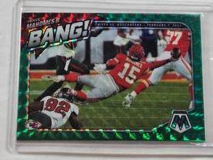 lot 227 image: Patrick Mahomes 2021 Panini Mosaic Green Mosaic Prizm #B-2 - Kansas City Chiefs Football Card