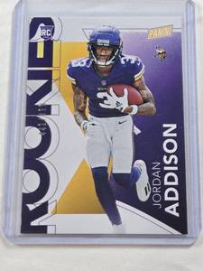 lot 240 image: Jordan Addison Rookie 2023 Panini #240 and Numbered 441499 - Minnesota Vikings Football Card