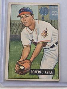 lot 242 image: Bobby Avila 1951 Bowman #188 - Cleveland Indians Vintage Baseball Card