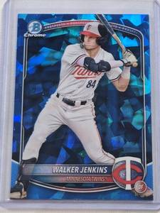 lot 244 image: Walker Jenkins Rookie 2025 Bowman Chrome Sapphire #BCP-1 - Minnesota Twins Baseball Card